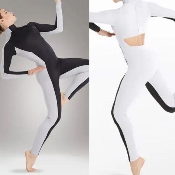 Weissman Elite Dance Costume unitard jumpsuit Black white Destination MT11202 MC - Picture 1 of 10